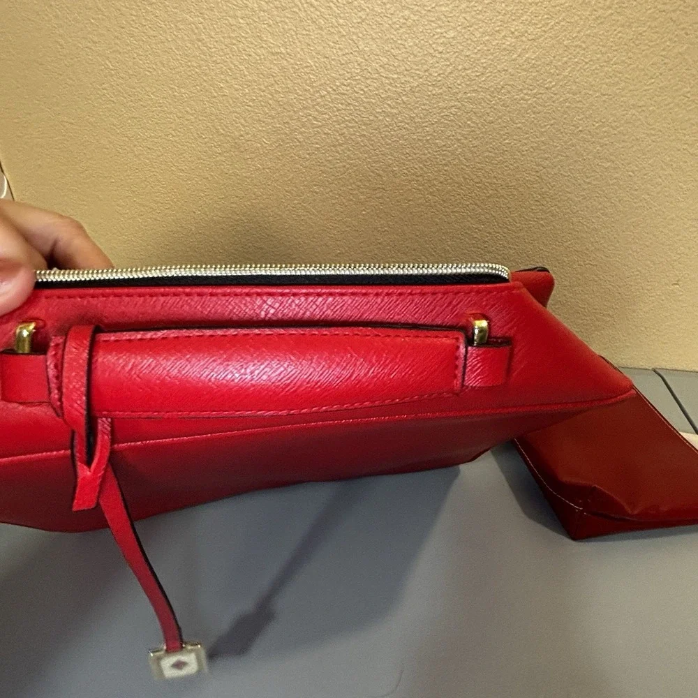 Estee Lauder Red Makeup Cosmetic Bag Train Case Faux Leather w/ Small Red Bag